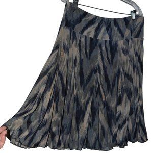 Coldwater Creek Gray Black Print Flare Polyester Lining Skirt L/14